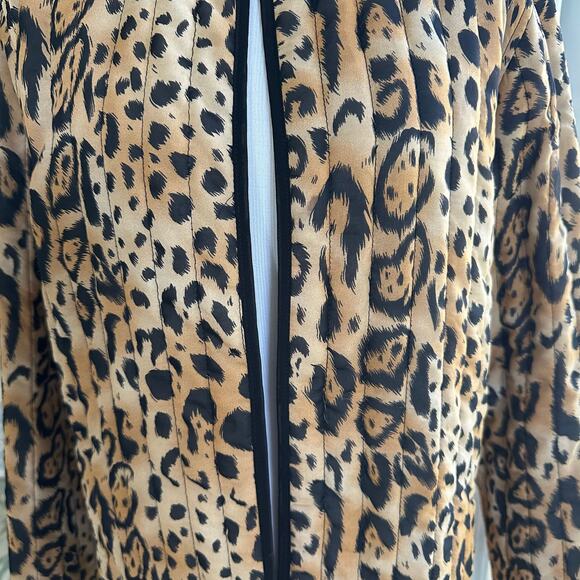Leopard Print Quilted Open Front Blazer Size L Morgan Cole - Picture 4 of 14